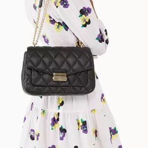 NWT KATE SPADE CAREY QUILTED SMALL BLACK FLAP CROSSBODY BAG